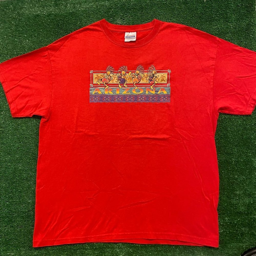 Vintage 90s Arizona Kokopelli Tribal T-Shirt Red XL Southwestern Native American